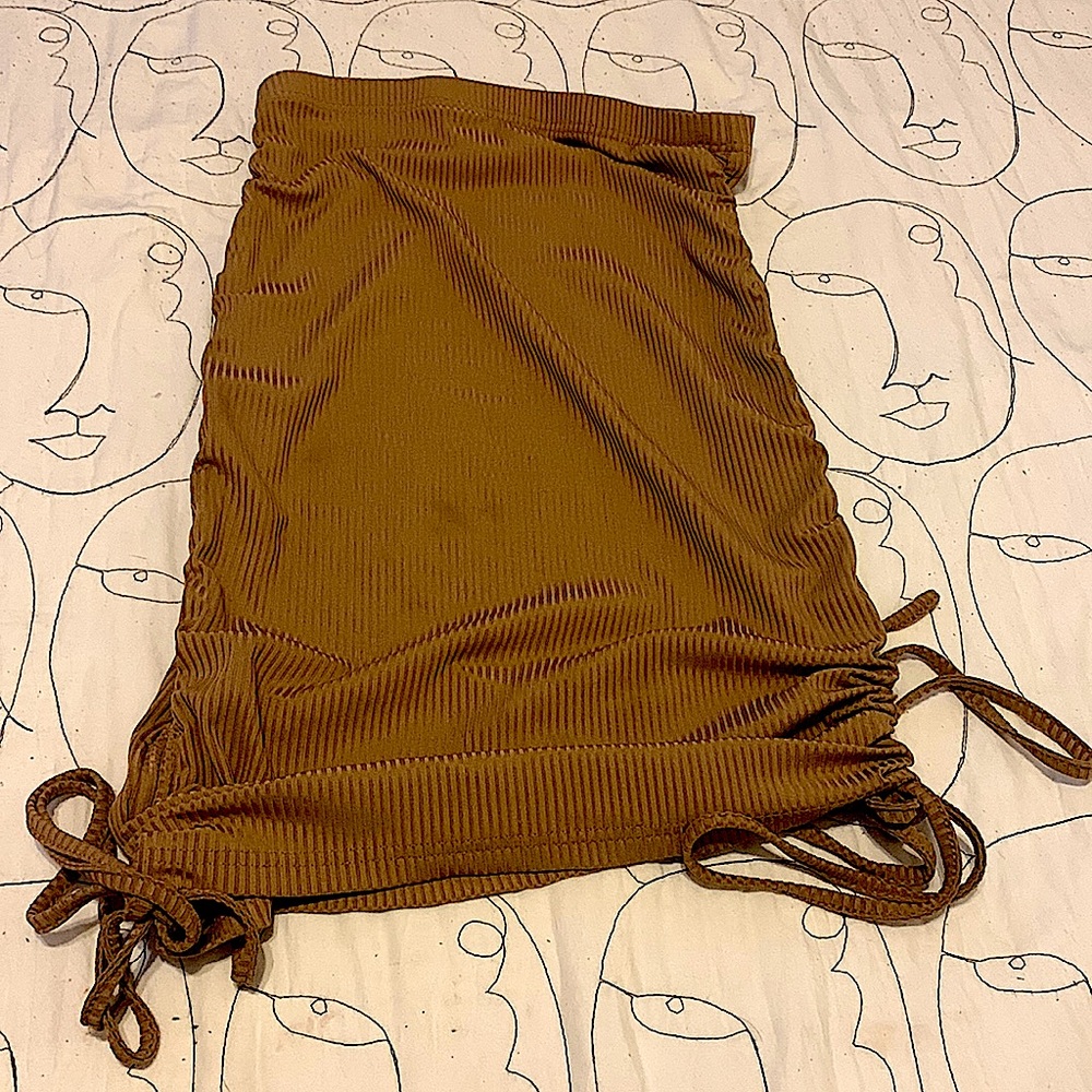 SHEIN Privé Drawstring Side Ribbed Bodycon Skirt